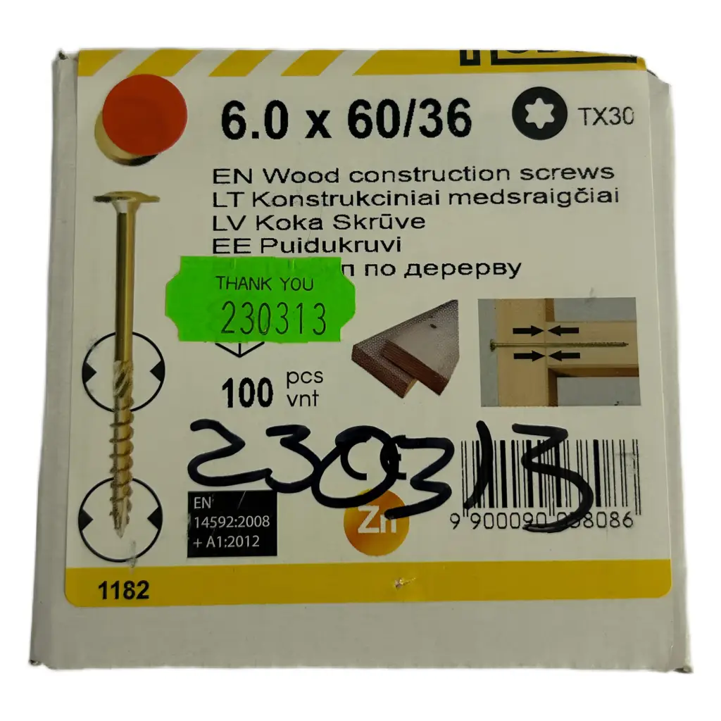 ROBUS Skrūves kokam 6.0 x 60/36 mm (100 gab.)