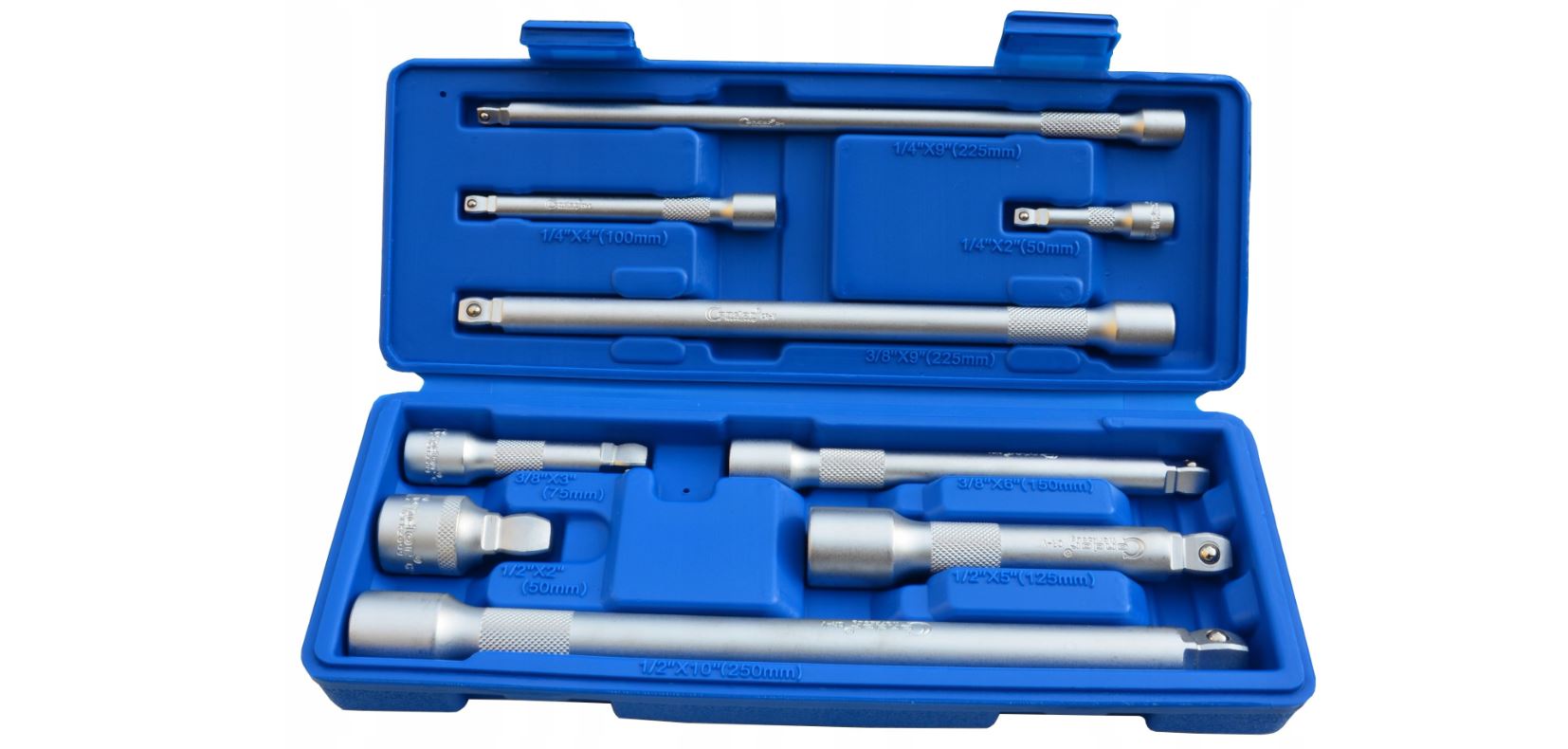 Pagarinātāju komplekts , 9 gab., 1/4+3/8+1/2″, 50-250 mm, Condor Werkzeug