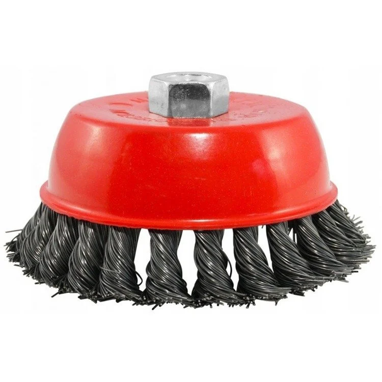 Skrubju birste leņķa slīpmašīnām D-125mm M14*2 (vītā, ar kausu), VERKE