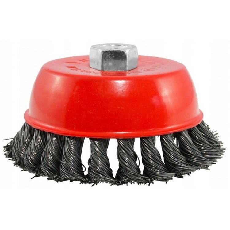 Skrubju birste leņķa slīpmašīnām D-125mm M14*2 (vītā, ar kausu), VERKE