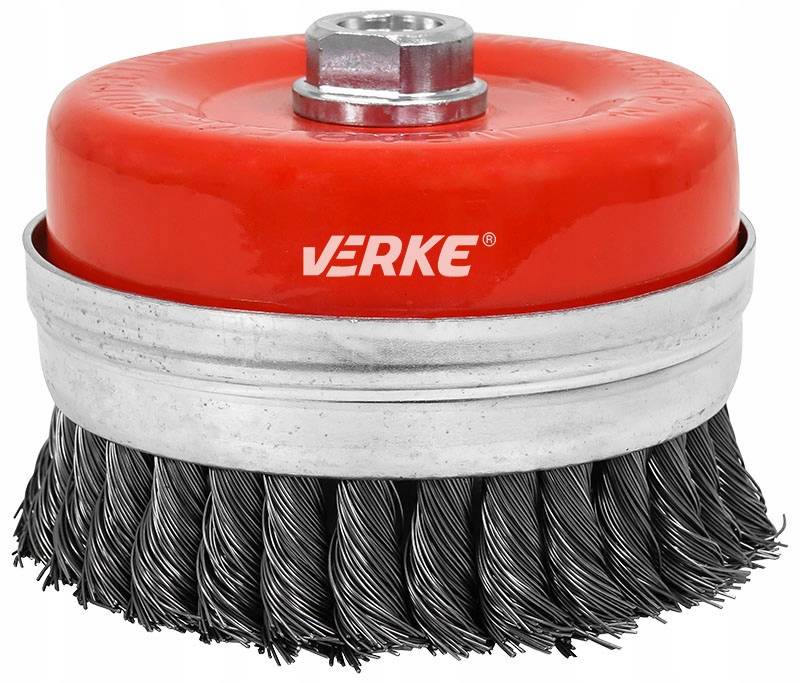 Skrubju birste leņķa slīpmašīnām D-125mm M14*2 (vītā, ar kausu), VERKE