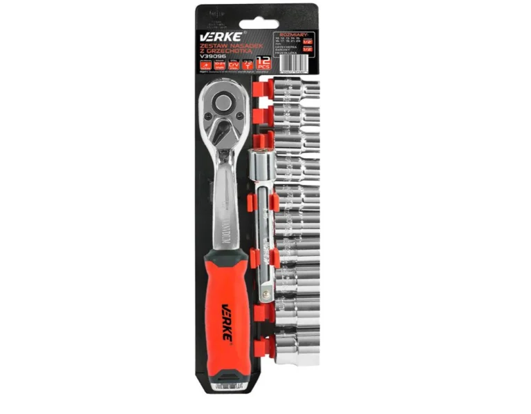 uzgaļu komplekts ar galviņu 19p. 10, 12, 13, 14, 15, 16, 17, 19, 21, 24mm 1/2″; VERKE