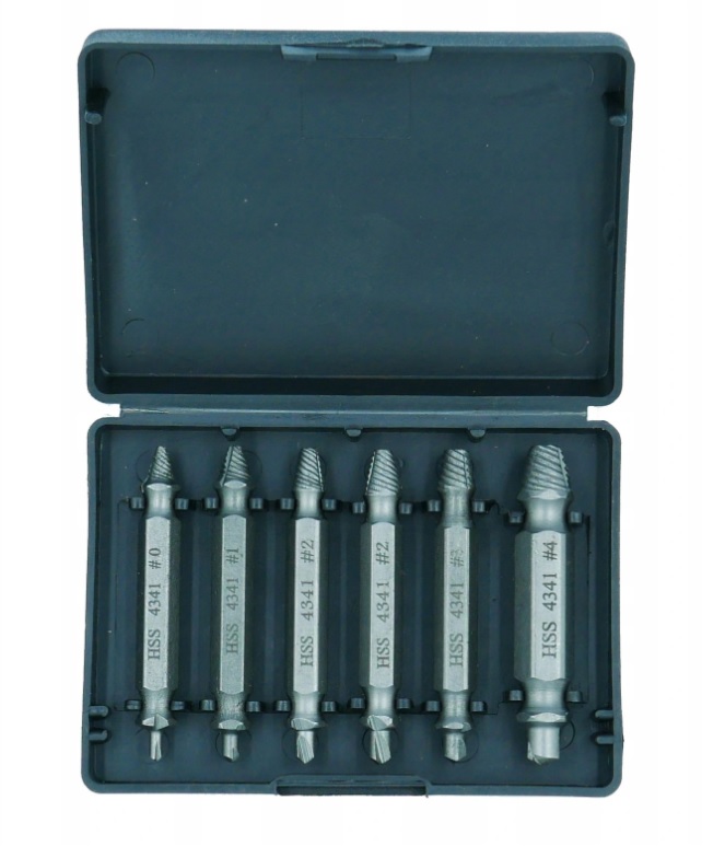 Ekstraktori salauztām skrūvēm 6 gab., 2.0-6.0 mm, SILVER